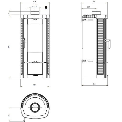 Poêle à bois La Nordica Candy Lean. 165 | 6,6 kW - Vue 2
