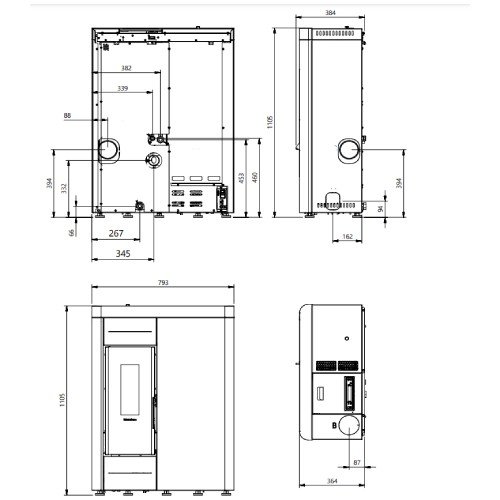 Poêle à granulés La Nordica Extraflame Virna Idro 14,5 kW Hydro - Vue 2